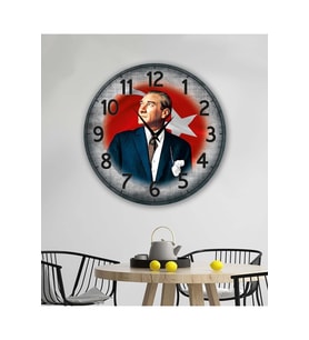bilge Tasarım retro ATATÜRK temalı Duvar Saati 35 x 35 CM (Karışık)