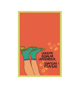 Uyusak Rüyalar Kandırıyor Uyansak İnsanlar – Duygusal Temalı Tasarım Kartlar  10x15 cm (Turuncu-Sarı-Kahverengi-Beyaz)