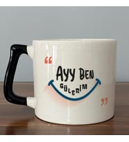 Ayy Benim Gülerim Baskılı Siyah Kulplu D Kupa