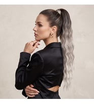 Lastik Tokalı At Kuyruğu Su Dalgalı - Koyu Kumral / Gümüş Platin Ombre