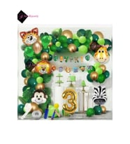 3 Yaş İYİ Kİ DOĞDUN Uzar Yazı Safari Temalı Folyo Lüks Zincir Balon Seti