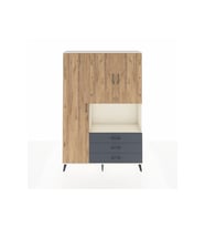 Arges Dolap 6 Raflı 3 Çekmeceli 3 Kapaklı 132x30x195 Aytaşı-Çam/Antrasit