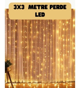 3x3 Metre Perde Led Işık Sıcak Şelale Tasarım Dekoratif Aydınlatma