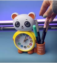 Panda Tasarımlı Saat Kalemlik  Kızlar ve Erkekler İçin Yatak Odaları ve Oyun Odaları Saati
