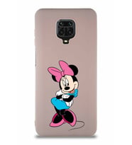 Xiaomi Redmi Note 9 Pro Soft Premier Kapak Minnie Mouse-D Tasarımlı Silikon Kılıf - Pudra (Şeffaf)