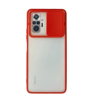 Xiaomi Redmi Note 10 Pro Kılıf Palm Buzlu Kamera Sürgülü Silikon - Kırmızı