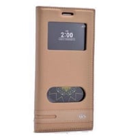 Zore G5 ile Uyumlu Elite Serisi Pencereli Kapaklı Kılıf Gold