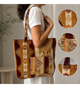 BK Gift El Yapımı Otantik Türk Kilim Omuz Çantası -14, Günlük, Kitap, Tablet, Plaj ve Seyahat Çantası