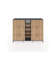 Hyperion Dolap 14 Raflı 8 Kapaklı 220x44x163 Antrasit-Çam