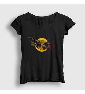 Presmono Kadın Siyah Vinly Daft Punk T-Shirt 60382tt
