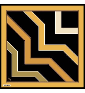 Geometrik Desen Gold Seri Twill Eşarp Eşarp Askısı ile Birlikte 90x90 cm Sarı Si