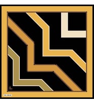 Geometrik Desen Gold Seri Twill Eşarp Eşarp Askısı ile Birlikte 90x90 cm Sarı Si