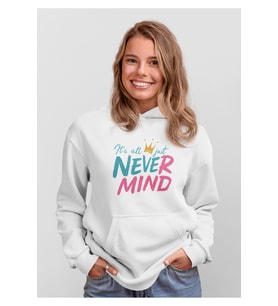 Oversize Kapüşonlu Hoodie - Unisex Just Baskılı Sweatshirt Streetwear Tarz (Beyaz)