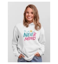 Oversize Kapüşonlu Hoodie - Unisex Just Baskılı Sweatshirt Streetwear Tarz (Beyaz)
