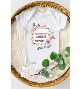 Dünyanın En Güzel Annesi Anneler Günü Kişiye Özel Baskılı Bebek Body Zıbın
