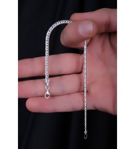 ENCİLİ SİLVER 925 Ayar Gümüş 3,3 Mm İtalyan Ezme Örgü Model Zincir Model Bileklik