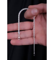 ENCİLİ SİLVER 925 Ayar Gümüş 3,3 Mm İtalyan Ezme Örgü Model Zincir Model Bileklik