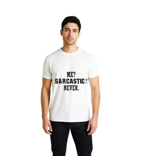 Erkek Grafik Baskılı Sarcasm Yazılı Kısa Kollu Tişört %100 Pamuk Rahat Kesim Günlük Giyim Modern