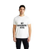 Erkek Grafik Baskılı Sarcasm Yazılı Kısa Kollu Tişört %100 Pamuk Rahat Kesim Günlük Giyim Modern