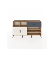 Arges Konsol 6 Raflı Tek Çekmeceli 2 Kapaklı 176x30x99 Çam-Aytaşı/Antrasit