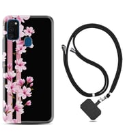 Samsung M21 M22 M23 M30 M31S M32 Kılıf Boyun Askılı Silikon Pink Flowers 3 1393