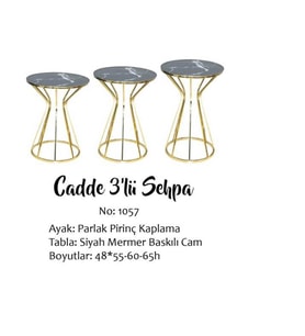 Brc Zigon13387 Cadde Model Metal Gold renk kaplam Siyah mermer Temper cam El yapı (Altın)