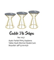 Brc Zigon13387 Cadde Model Metal Gold renk kaplam Siyah mermer Temper cam El yapı (Altın)