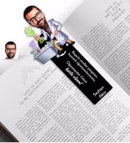 BK Gift Kişiye Özel Erkek Kimya Öğretmeni Karikatürlü Ahşap Kitap Ayracı-2