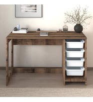 Hero Modern Çalışma Masası - 120 cm Beyaz/Antik Ceviz (Antik Kahve)