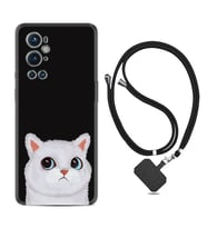 Tecno Spark 9 Pro Kılıf Resimli Boyun Askılı İpli Desenli Silikon Series White Cat 1835