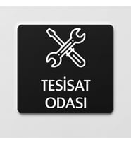 Tesisat Odası Ofis Yönlendirme Kapı İsimlik Fotokopi Tabelası (Siyah)