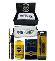 Fenerbahçe Orjinal Lisanslı Sarı Kutu Kalemtraş Ahşap Kutulu 6'lı Kırtasiye Seti (Lacivert-Gri)
