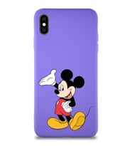 Apple iPhone XS Max Soft Premier Kapak Mickey Mouse-C Tasarımlı Silikon Kılıf - Mor (Şeffaf)