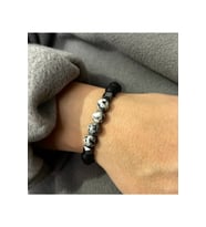 Unisex - Çok Şık Ceyd Taşı Ile Dizayn Edilmiş Metal Destekli Doğal Taş Bileklik  Handmade