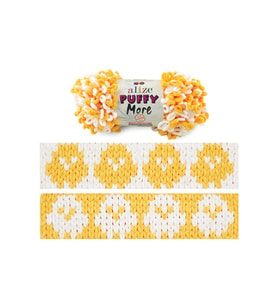 Alize Puffy More 6560 2'li Paket Kendinden İlmekli El Örgü İpi Battaniye, B