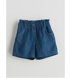 LCW ECO İndigo Beli Lastikli Kız Çocuk Jean Şort