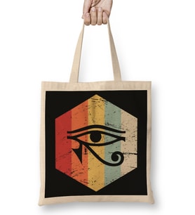 Retro Vintage Egyptian Eye Of Horus Bez Çanta Uzun Saplı