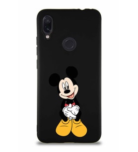 Xiaomi Redmi Note 7 Pro Soft Premier Kapak Mickey Mouse-A Tasarımlı Silikon Kılıf - Siyah (Şeffaf)