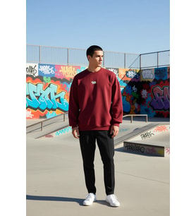 Erkek Bisiklet Yaka Standart Kol Oversize Fit Sweatshirt Fonksiyonel Dayanıklı Kaliteli Şık