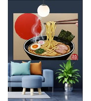 Kırmızı Balon Ramen Erişte Kase Dekoratif Kanvas - Mdf Ahşap Tablo