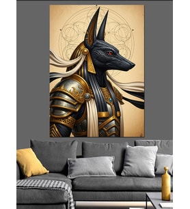 Mısır Tanrısı Anubis Figürü Dekoratif Kanvas - Mdf Ahşap Tablo