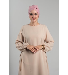 Pudra Pratik Hazır Geçmeli Fiyonklu Bone Sandy Çift Taraflı Çapraz 3007B_06