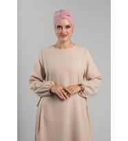 Pudra Pratik Hazır Geçmeli Fiyonklu Bone Sandy Çift Taraflı Çapraz 3007B_06