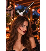 Halloween Cadılar Bayramı Çekiç Modeli Taç Kan Efektli Korku Kostüm Aksesuarı Koyu Saplı Gümüş