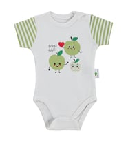 Nova Baby Yeşil Ema Kokulu Kısa Kol 1-12 Ay Çıtçıtlı Badi - Ekru