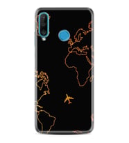 Huawei P30 Lite Kılıf Silikon Desen Özel Seri Harita ve Uçak 1777