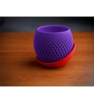3D Baskı Küre Saksı - Kafes Dokulu İki Parçalı Dekoratif Saksı - Mor-Kırmızı