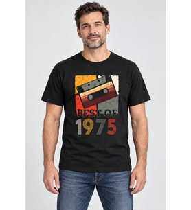 Best Of Kaset Kişiye Özel Yıl Baskılı Siyah Tişört