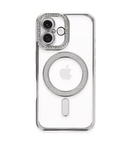Apple İphone 16 Plus Kılıf Joke Simli Magneticsafe Kılıf - Gümüş