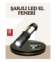 Mey İthalat® Küçük Boy Şarjlı LED El Feneri Taşınabilir Klipsli